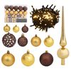 vidaXL Set globuri Crăciun cu v&acirc;rf & 150 LED-uri 60 piese auriu&bronz