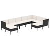 vidaXL Set mobilier de grădină cu perne, 9 piese, negru, poliratan