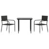 vidaXL Set mobilier de grădină, 3 piese, negru, poliratan și oțel