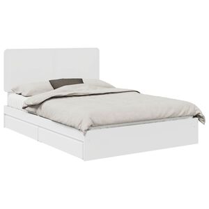 vidaXL Pat cu storage cu headboard Alb 140 x 200 cm Lemn compozit