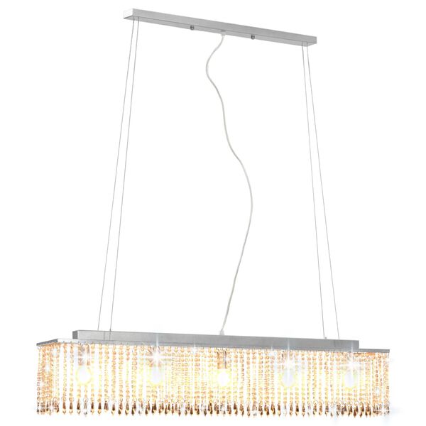 vidaXL Lustră cu mărgele de cristal, argintiu, 104 cm, E14