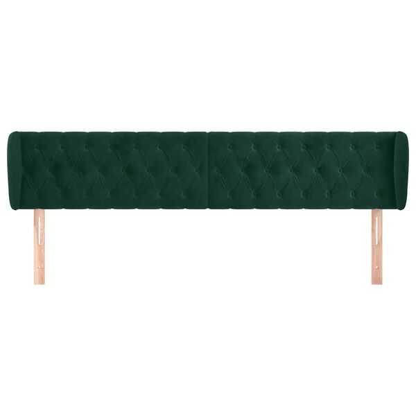 vidaXL Tăblie de pat cu aripioare verde &icirc;nchis 183x23x78/88 cm catifea