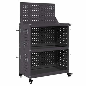 vidaXL Cărucior pentru unelte cu raft cu roata Negru 65 x 35 x 111 cm