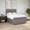 vidaXL Pat box spring cu saltea, gri taupe, 140x200 cm, textil