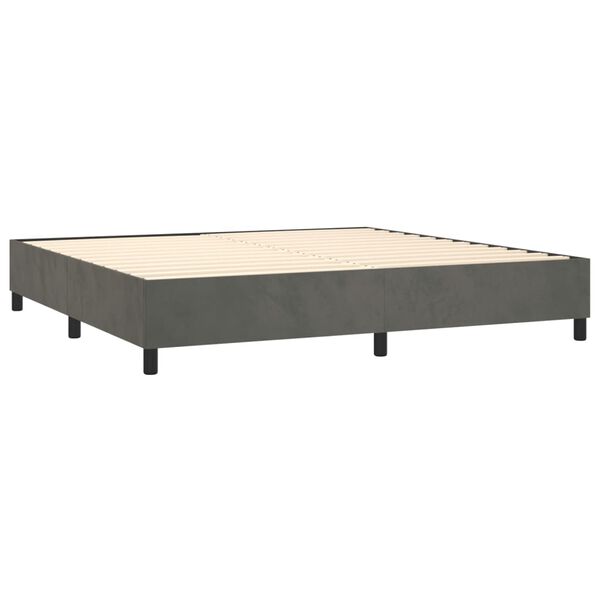 vidaXL Pat box spring cu saltea, gri &icirc;nchis, 200x200 cm, catifea