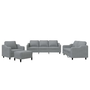 vidaXL Set de canapele cu perne, 4 piese, gri deschis, textil