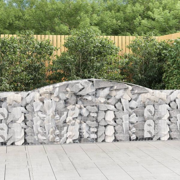 vidaXL Coșuri gabion arcuite 6 buc, 400x30x80/100 cm, fier galvanizat