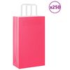 vidaXL Pungi de h&acirc;rtie 250 buc cu m&acirc;nere roz 21x11x36 cm
