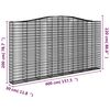 vidaXL Coșuri gabion arcuite 2 buc. 400x30x200/220 cm fier galvanizat
