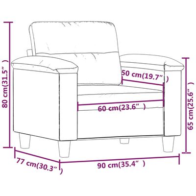 vidaXL Fotoliu canapea, gri deschis, 60 cm, textil microfibră