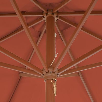 vidaXL Umbrelă de exterior cu stâlp din lemn, 300 cm, teracotă