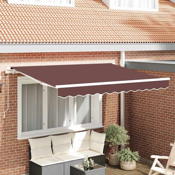 vidaXL Cortina Retractabilă Manual Maro 350 x 200 cm țesătură