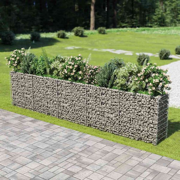 vidaXL Strat &icirc;nălțat gabion, 450 x 50 x 100 cm, oțel galvanizat