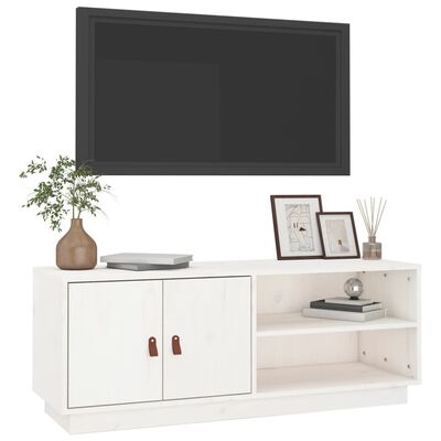 vidaXL Comodă TV, alb, 105x34x40 cm, lemn masiv de pin