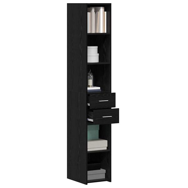 vidaXL Bibliotecă cu sertar Stejar Negru 30 x 42.4 x 185.2 cm