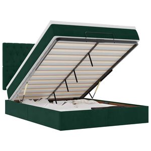 vidaXL Cadru de pat otoman cu saltele verde &icirc;nchis 140x200cm catifea
