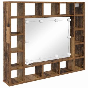 vidaXL Dulap cu oglindă Lemn vechi 91 x 15 x 76,5 cm Lemn compozit