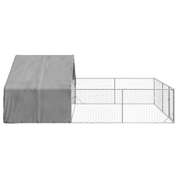 vidaXL Canisa de exterior cu alergare 6x3x1,9 m otel galvanizat