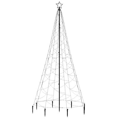 vidaXL Pom de Crăciun cu stâlp de metal, 500 LED-uri, alb cald, 3 m