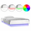 vidaXL Cadru de pat cu LED, alb, 90x200 cm, lemn masiv