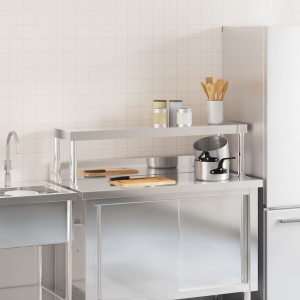 vidaXL Raft superior masă de lucru, 110x30x35 cm, oțel inoxidabil