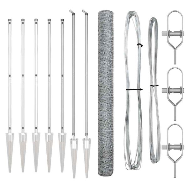 vidaXL Îngrădire cu stâlpi Argintiu 1.5 x 10 m otel acoperit cu PVC