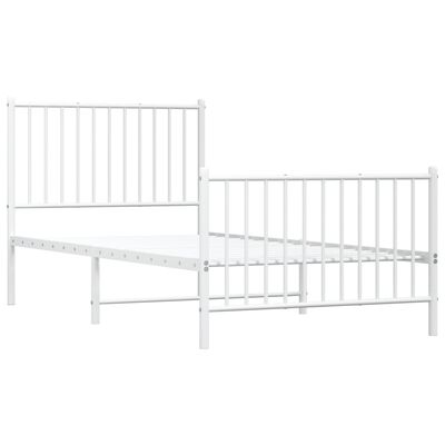 vidaXL Cadru de pat metalic cu tăblie de cap/picioare, alb, 90x190 cm