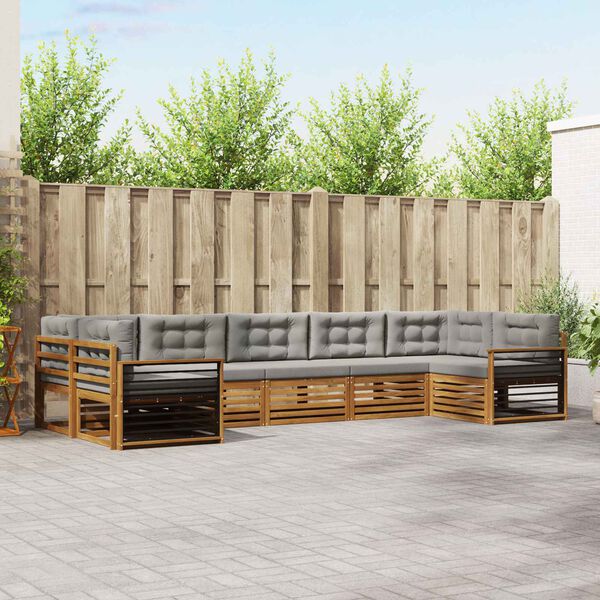 vidaXL Set de canapele de exterior 7 pcs Gri natural și deschis