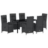 vidaXL Set de masă pentru grădină cu pernă 7 pcs Negru poliratan