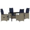 vidaXL Set de masă și scaune cu pernă 5 pcs Gri Ratan PE