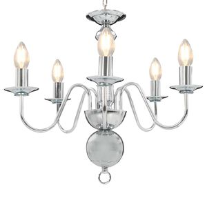 vidaXL Candelabru, argintiu, 5 becuri E14