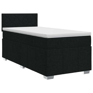 vidaXL Pat boxspring cu saltea cu headboard Negru 80 x 200 cm Țesătură