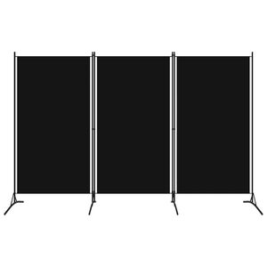 vidaXL Paravan de cameră cu 3 panouri, negru, 260 x 180 cm, textil