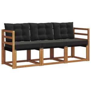 vidaXL Set de canapele de exterior cu pernă 3 pcs Natural și Negru