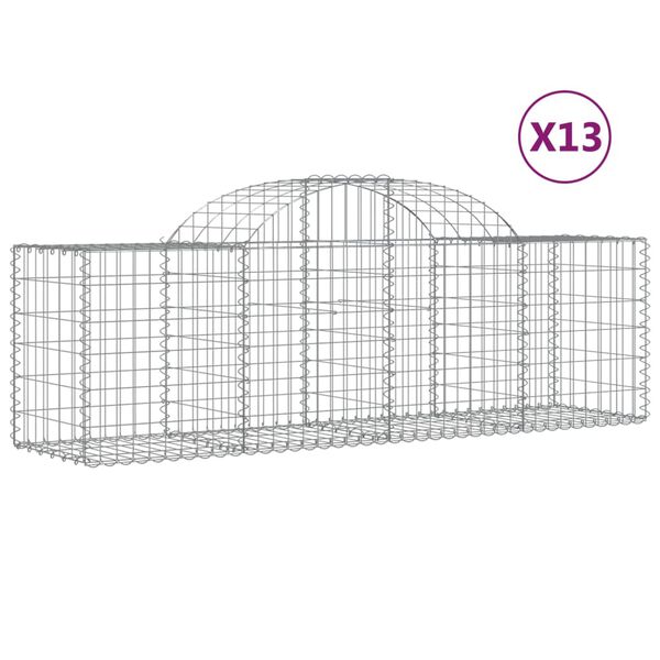 vidaXL Coșuri gabion arcuite 13 buc, 200x50x60/80 cm, fier galvanizat