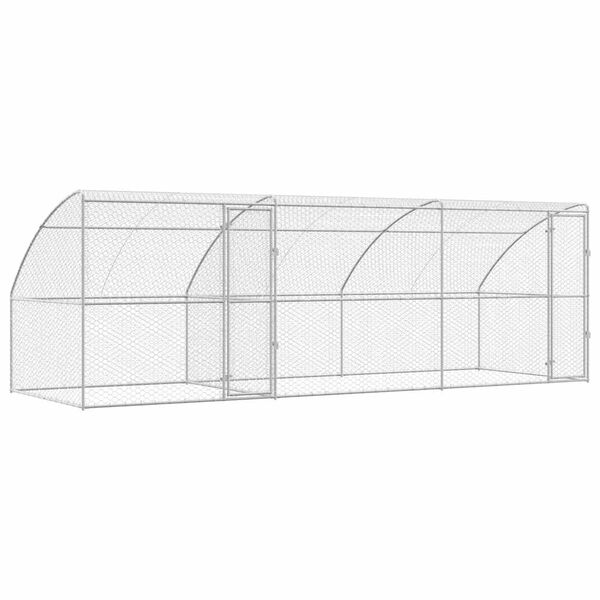 vidaXL Cușcă pentru c&acirc;ini 3 pcs Argintiu 6 x 2 x 2 m Oțel galvanizat