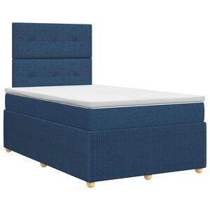 vidaXL Pat boxspring cu saltea albastru 120 x 190 cm Țesătură