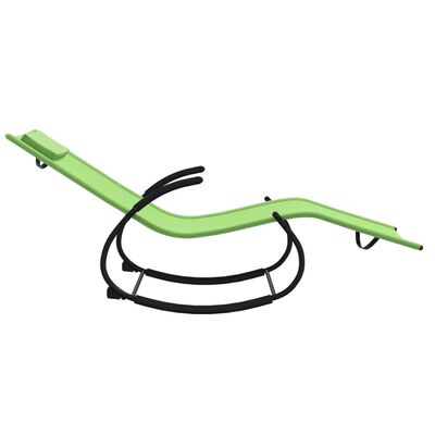 vidaXL Șezlonguri balansoare,2 buc., verde,oțel și textilenă
