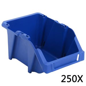 vidaXL Cutii de depozitare, 250 buc, 103 x 165 x 76 mm, albastru