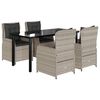 vidaXL Set mobilier de grădină cu perne, 5 piese gri deschis poliratan