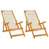 vidaXL Scaun de plajă cu pernă 2 pcs Maro Lemn Solid de Acacia
