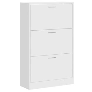 vidaXL Pantofar, alb extralucios, 63x24x103 cm, lemn compozit