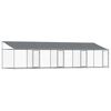vidaXL Cușcă c&acirc;ini cu acoperiș și uși, gri, 8x2x2 m, oțel galvanizat