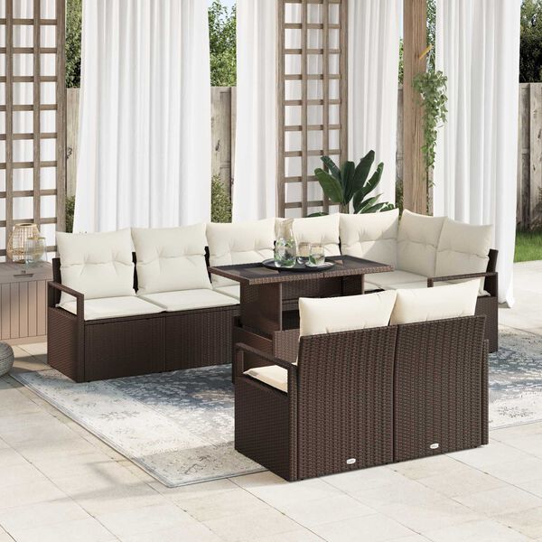 vidaXL Set de canapele pentru grădină 9 pcs Maro Rattan poli