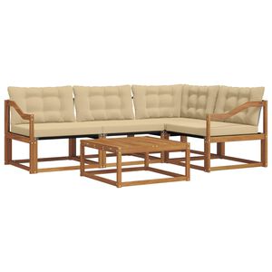 vidaXL Set de canapele de exterior cu pernă 5 pcs Natural și Bej