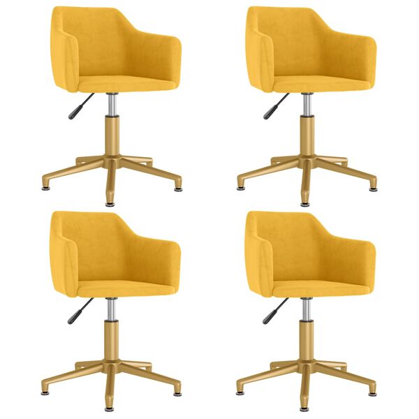 vidaXL Scaune de masă pivotante, 4 buc., galben, catifea