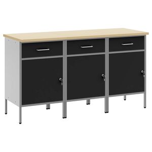 vidaXL Dulap de lucru cu sertar 3 buc. Negru și Gri 150 x 55 x 85 cm