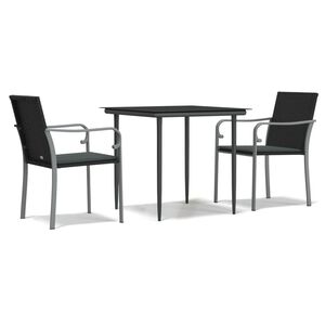 vidaXL Set mobilier de grădină cu perne, 3 piese, poliratan și oțel