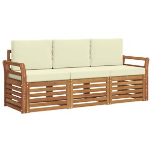 vidaXL Seturi de canapele 3 pcs Natural și Crem Lemn Solid de Acacia