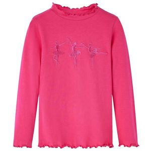 vidaXL Tricou pentru copii cu m&acirc;neci lungi, roz aprins, 104